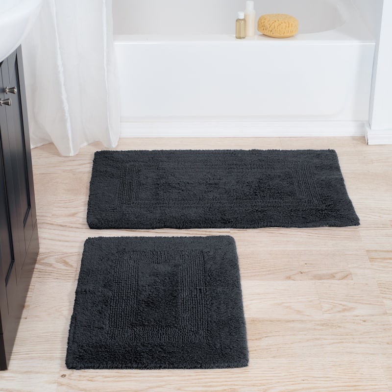 Windsor Home 100-percent Cotton 2-piece Reversible Rug Set - Black