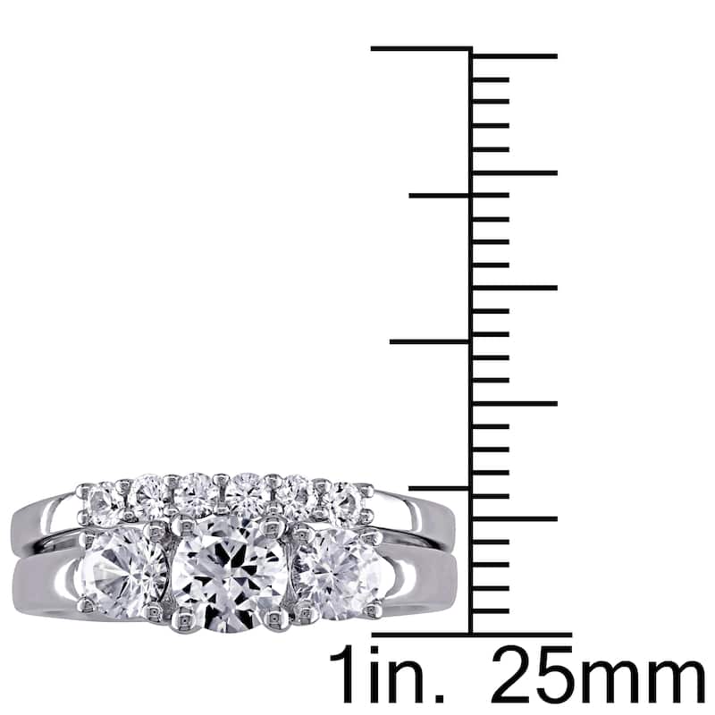 Miadora 10k White Gold Created White Sapphire Bridal Ring set