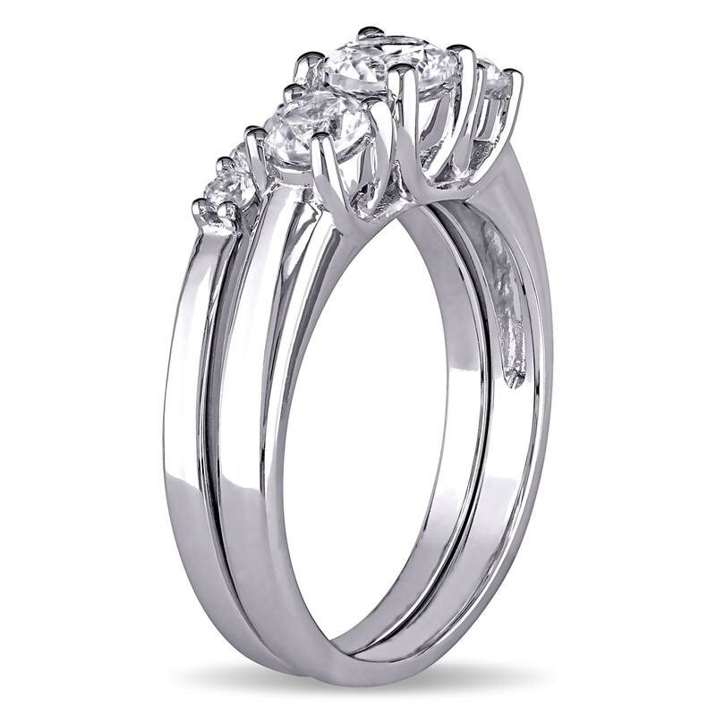 Miadora 10k White Gold Created White Sapphire Bridal Ring set