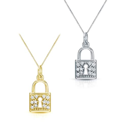 Auriya 1/6ctw Pave Diamond Lock Necklace 14-Karat Gold