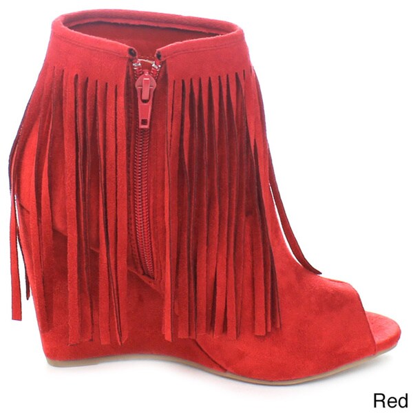 red booties wedges