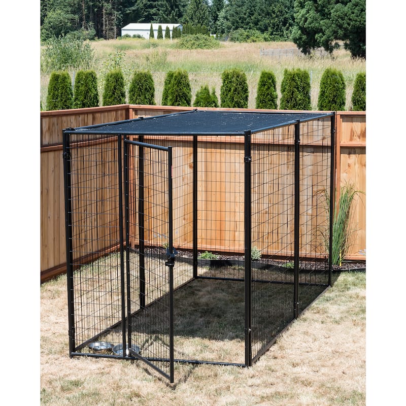 Lucky Dog Modular Kennel with Shade Cloth Roof - Lucky Dog™ 6'H x 5'W x 10'L Modular Kennel