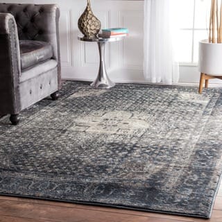 slide 1 of 1, nuLOOM Traditional Distressed Oriental Blue/ Grey Area Rug (5'3 x 7'8)