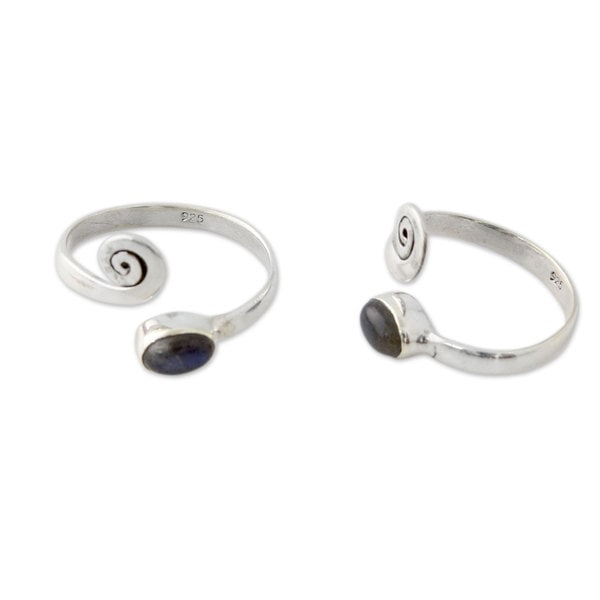 pair Flower and Swirl/' Flower and Swirl NOVICA .925 Sterling Silver Set of 2 Adjustable Floral Toe Rings pair