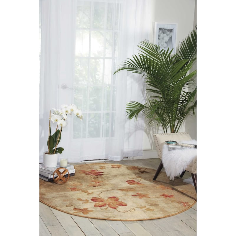 Nourison Somerset Casual Floral Area Rug - 5'6" Round - Multi - Runner/Round