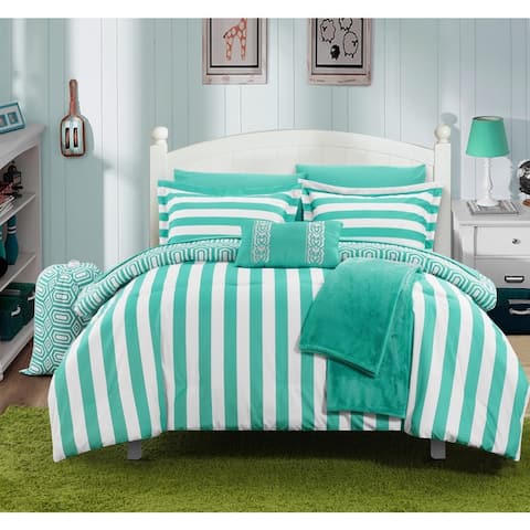 Chic Home Geometric and Striped Reversible 10-piece Bed in a Bag