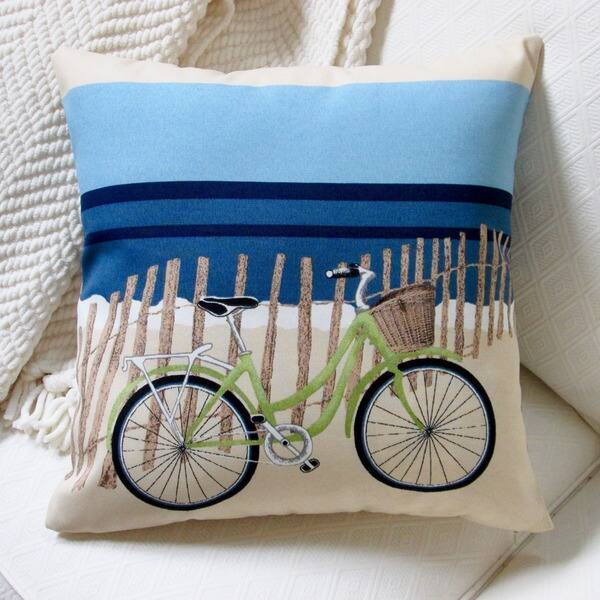Shop Artisan Pillows Indoor Outdoor 18 Inch Beach Bike Blue Modern