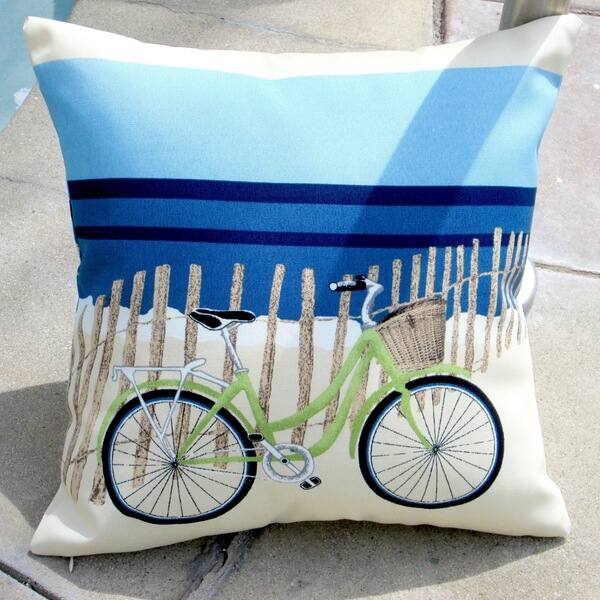 Shop Artisan Pillows Indoor Outdoor 18 Inch Beach Bike Blue Modern