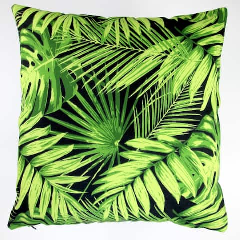 Artisan Pillows Indoor/Outdoor 18-inch Tropical Fronds in Black Modern Coastal Beach Hawaiian Throw Pillow Cover (Set of 2)