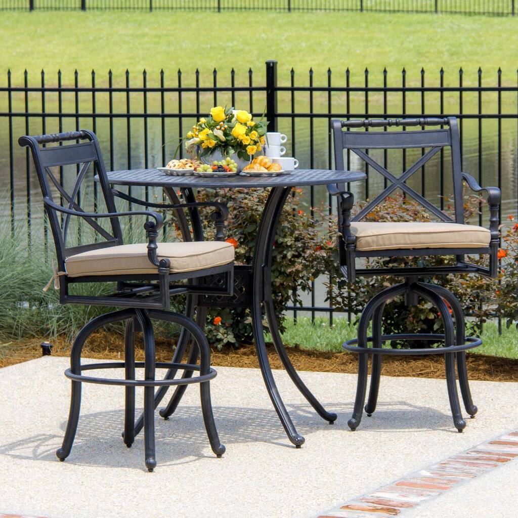 Carrolton 2-Person Cast Aluminum Patio Bar Set