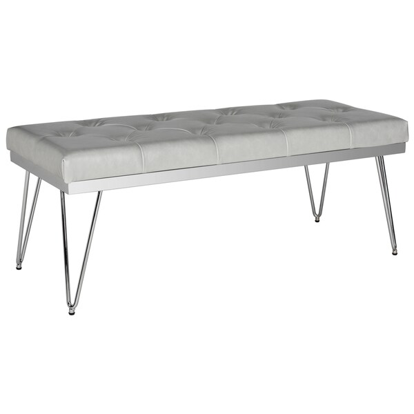 Shop Safavieh Marcella Grey/ Chrome Bench Free Shipping Today