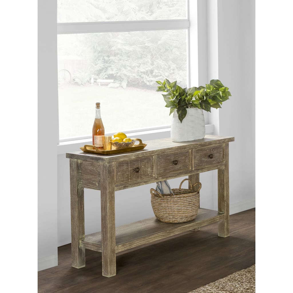 Rockie Reclaimed Pine 3 Drawer Console Table by Kosas Home