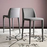 Safavieh Mid-Century 26-inch Garretson Grey Linen Counter Stool (Set of 2) - 22.6" x 17.4" x 36.2"