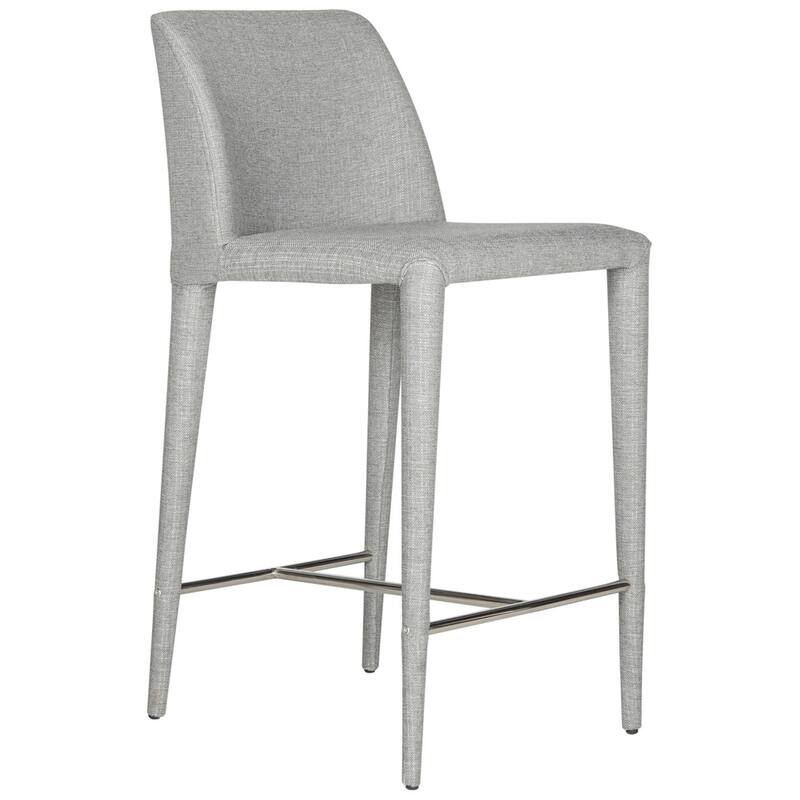 SAFAVIEH Mid-Century 26-inch Garretson Grey Linen Counter Stool (Set of 2) - 22.6" x 17.4" x 36.2"