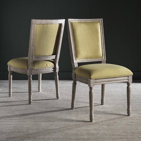 SAFAVIEH Dining Loy Spring Green Linen Dining Chairs (Set of 2) - 19" x 19" x 38.3"