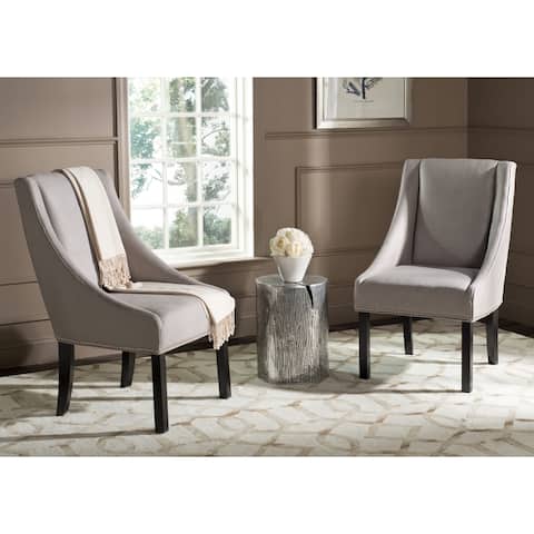 SAFAVIEH Dining Morris Smoke Sloping Arm Dining Chairs (Set of 2) - 23.2" x 27.2" x 39.4" - 23.2" x 27.2" x 39.4"