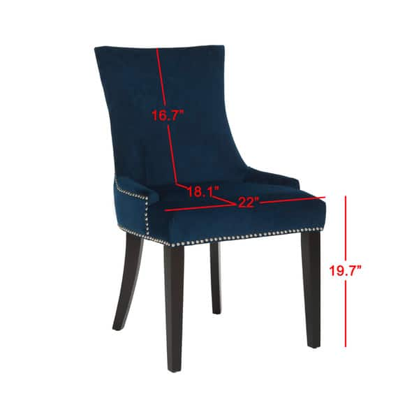 dimension image slide 2 of 3, SAFAVIEH Dining Lester Navy Dining Chairs (Set of 2) - 22" x 24.8" x 36.4"