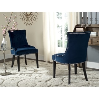 SAFAVIEH Dining Lester Navy Dining Chairs (Set of 2) - 22" x 24.8" x 36.4"