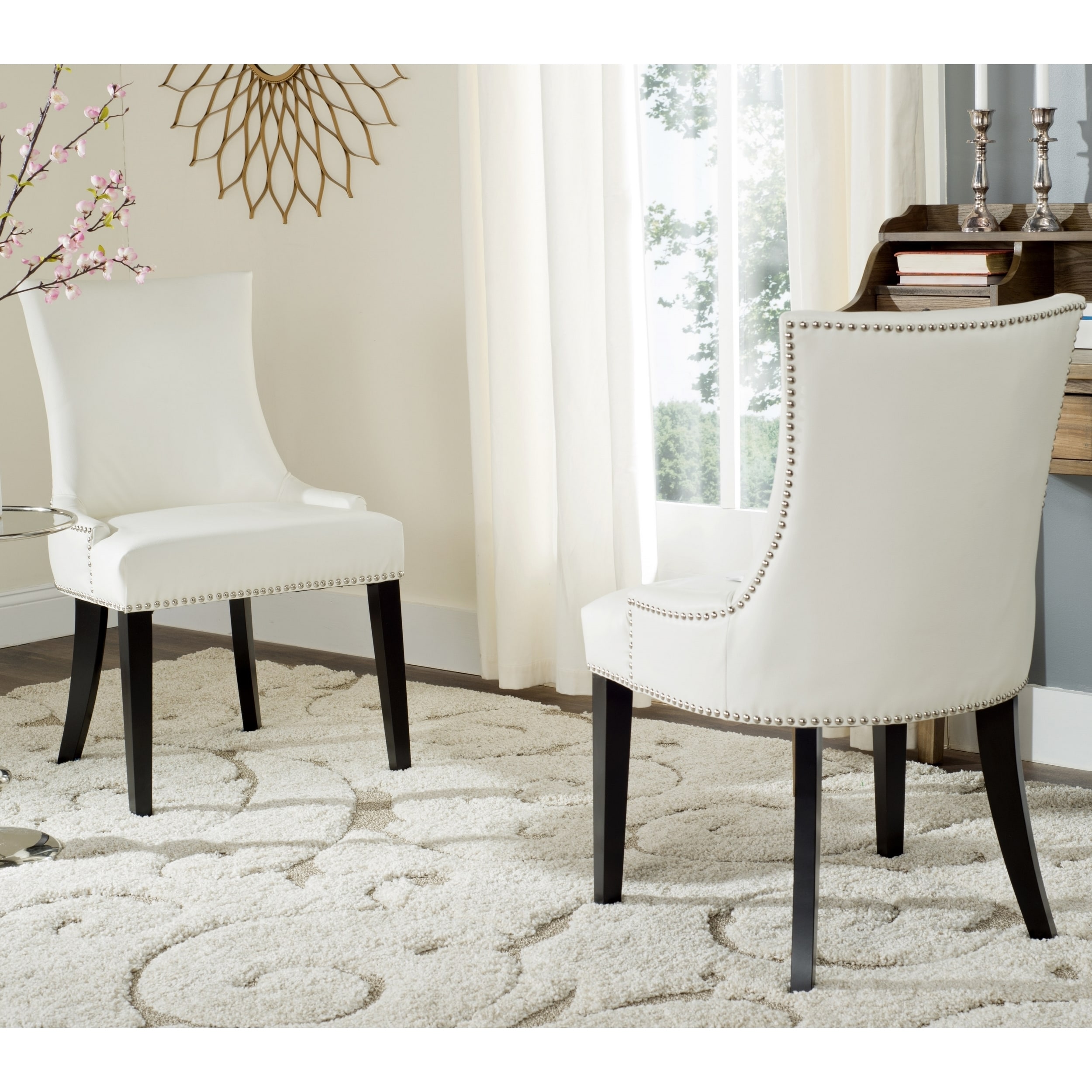 safavieh white leather dining chairs