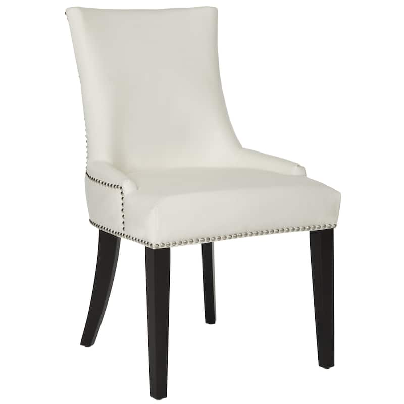 SAFAVIEH Dining Lester White Leather Dining Chairs (Set of 2) - 22" x 24.8" x 36.4"