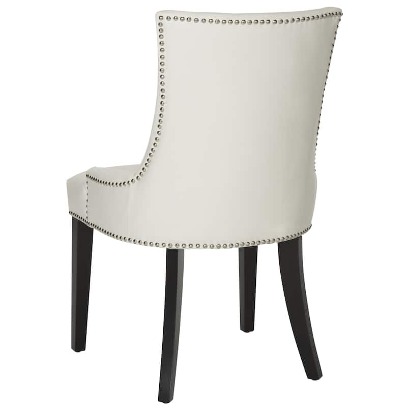 SAFAVIEH Dining Lester White Leather Dining Chairs (Set of 2) - 22" x 24.8" x 36.4"