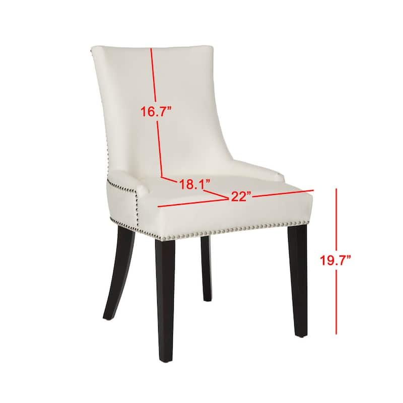 SAFAVIEH Dining Lester White Leather Dining Chairs (Set of 2) - 22" x 24.8" x 36.4"