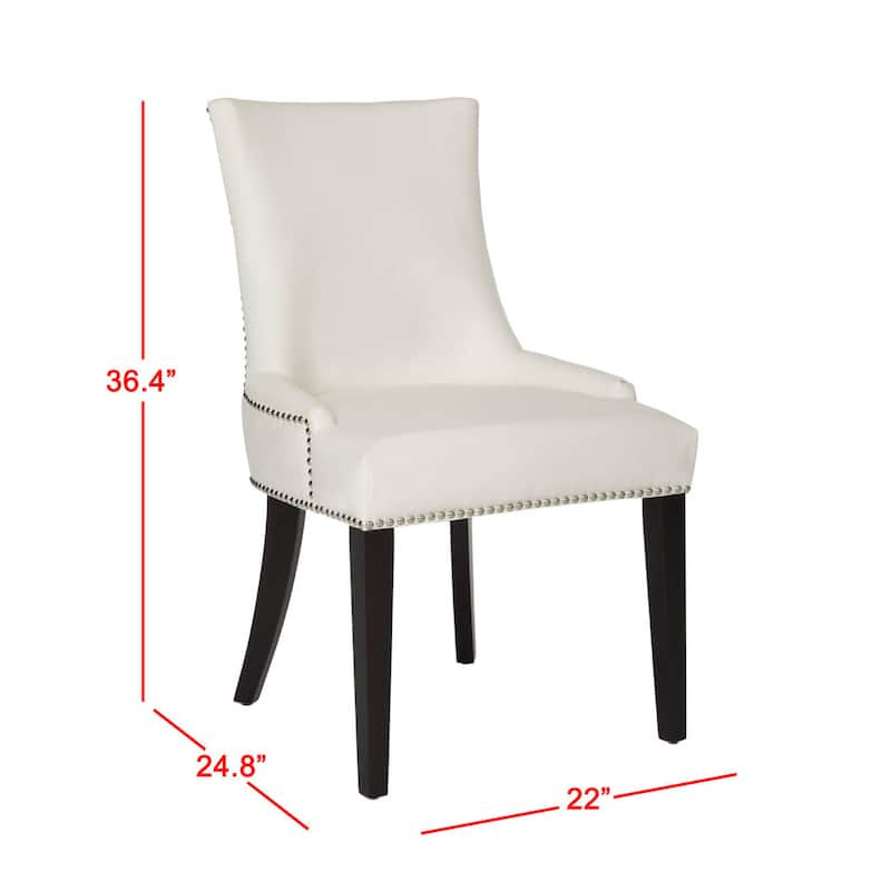 SAFAVIEH Dining Lester White Leather Dining Chairs (Set of 2) - 22