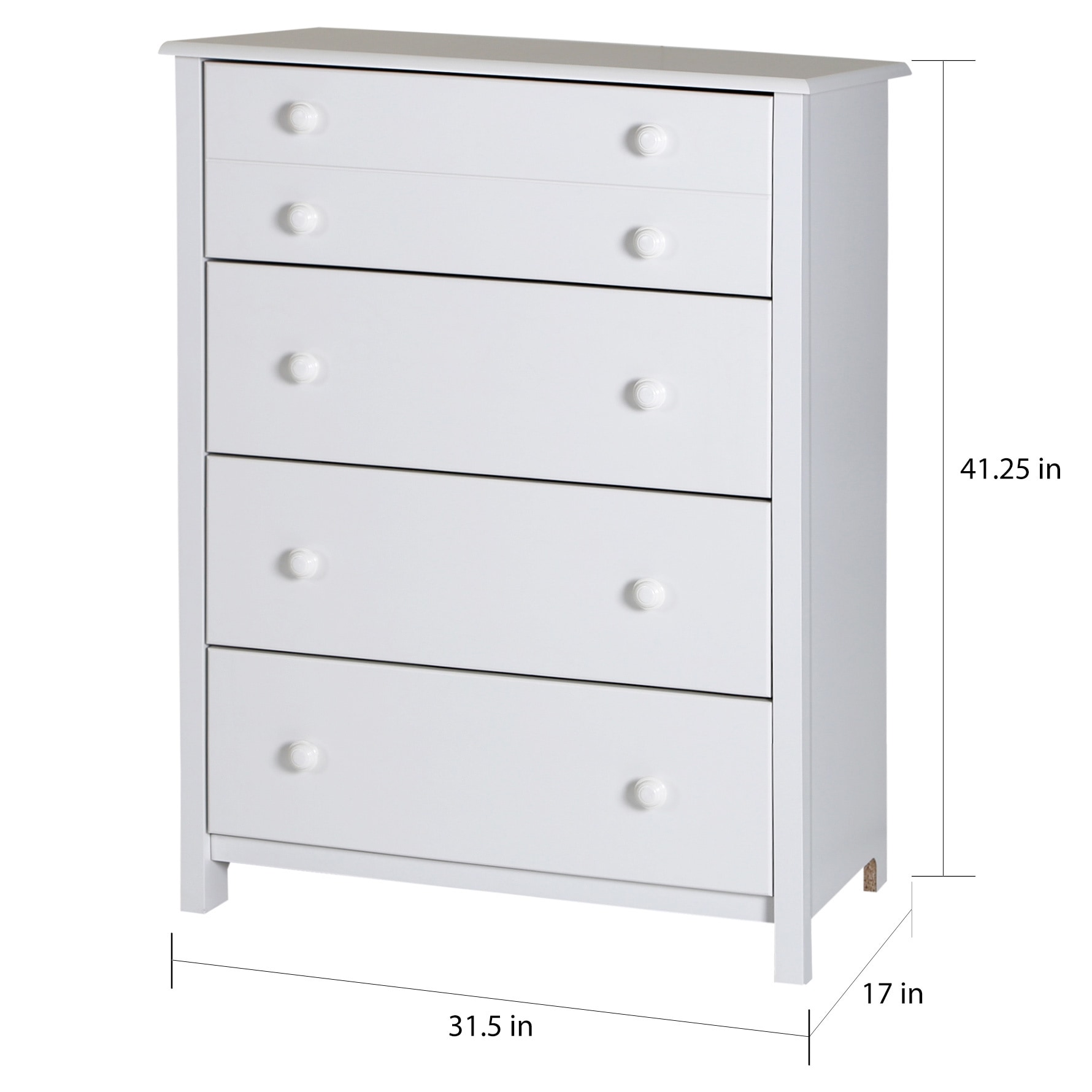 South Shore Litchi Four Drawer Chest In Pure White Dressers