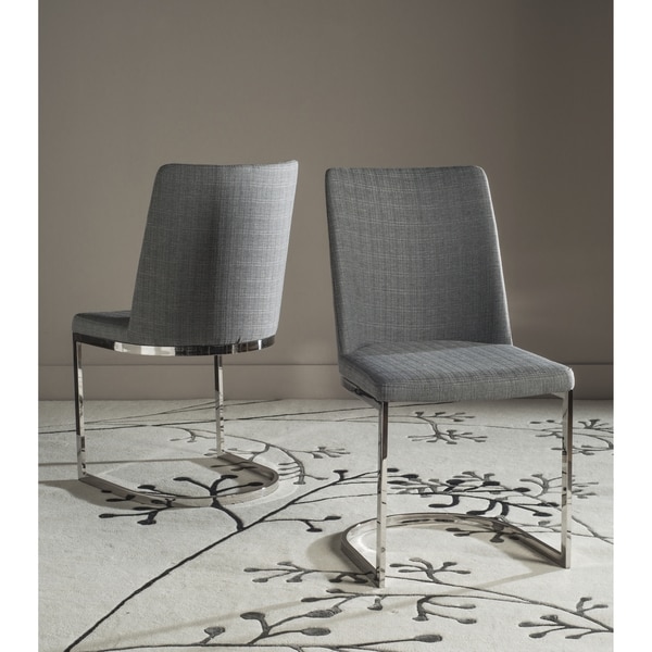 Safavieh Mid-Century Dining Parkston Modern Linen Grey Dining Chairs (Set of 2) - 18.5" x 22.3" x 33.5"