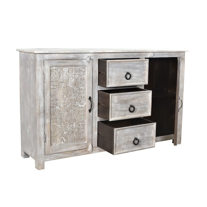 Handmade Antique Finish 2-door Sideboard Cabinet (India)