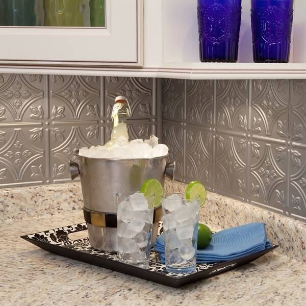 Fasade® Traditional 1 Argent Silver Backsplash Kit - 15 Sq. Ft.