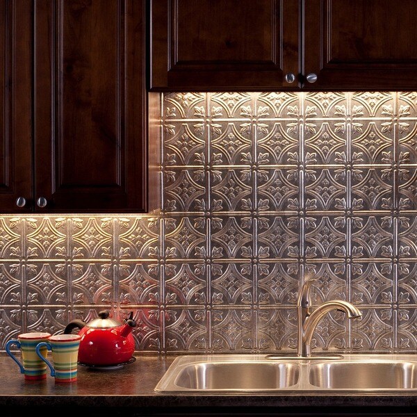 Fasade Traditional Style #1 Crosshatch Silver 18-square Foot Backsplash ...