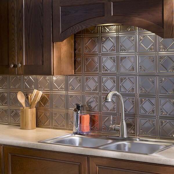 Fasade Traditional Style 4 Brushed Nickel 18 Inch X 24 Fasade Traditional Style 4 Brushed Nickel 18 Inch X 24 Backsplash Panel