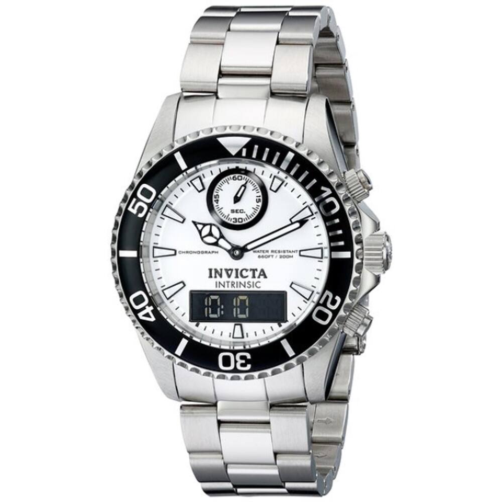 Invicta Men' s Swiss Pro Diver Intrinsic Quartz Analog and Digital Stainless Steel Bracelet Watch