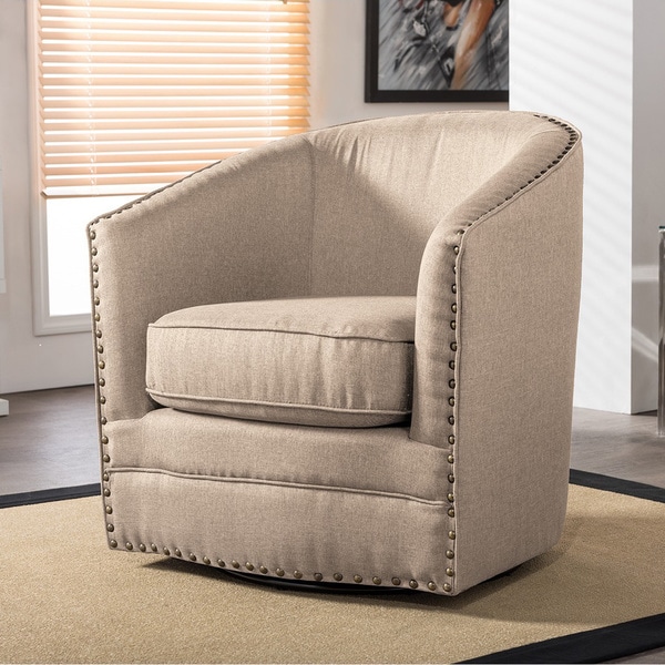 Baxton Studio Porter Contemporary Beige Fabric Upholstered Swivel Tub Chair - Free Shipping ...