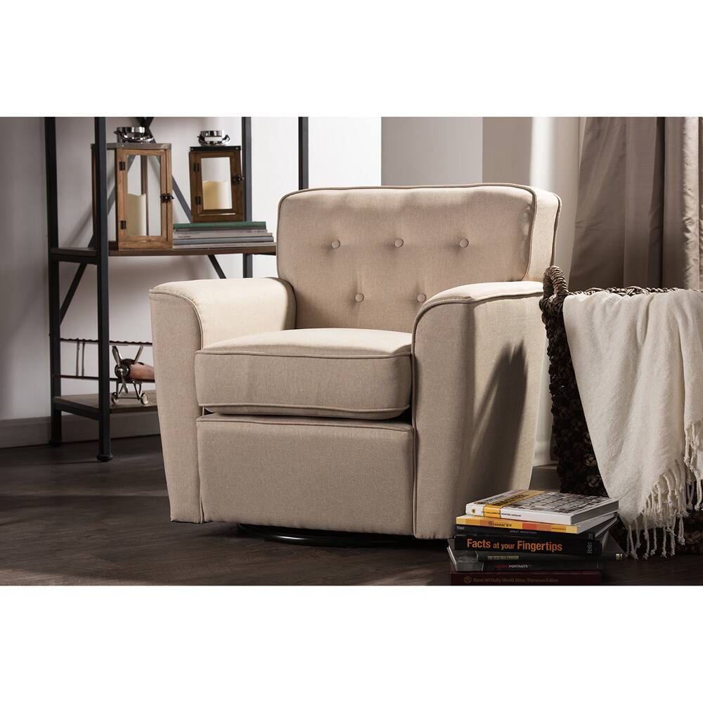 Baxton Studio Canberra Contemporary Upholstered Swivel Lounge Chair