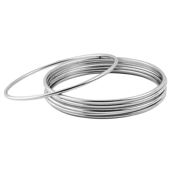 Stainless Steel Stackable Bangle Bracelet Set (Pack of 7) - Silver
