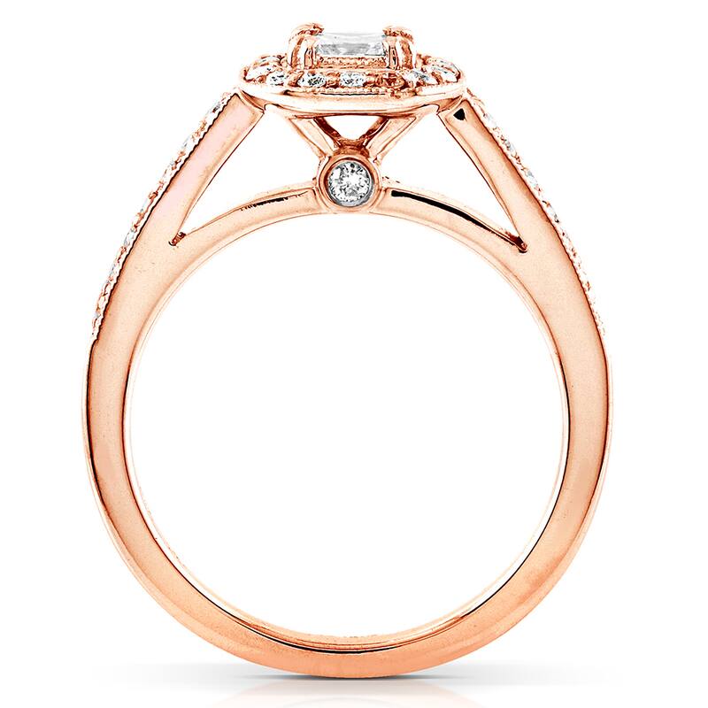 Annello by Kobelli 14k Rose Gold 1/2ct TDW Diamond Halo Engagement Ring