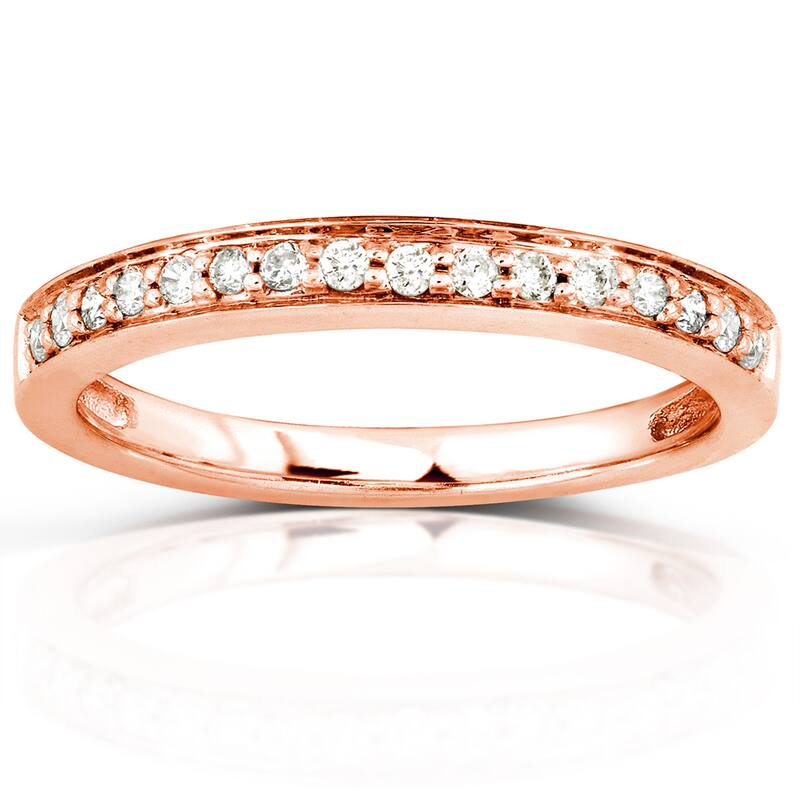 Annello by Kobelli 14k Rose Gold 1/6ct TDW Classic Diamond Wedding Band - 4