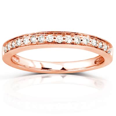 Annello by Kobelli 14k Rose Gold 1/6ct TDW Classic Diamond Wedding Band