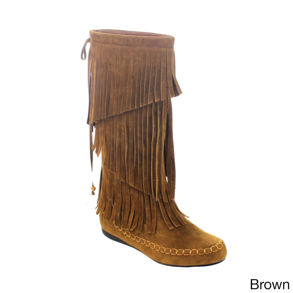 wide calf fringe boots