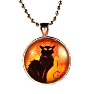 Shop Atkinson Creations Orange Halloween Le Chat Noir The Black Cat Glass Dome Pendant Necklace Overstock