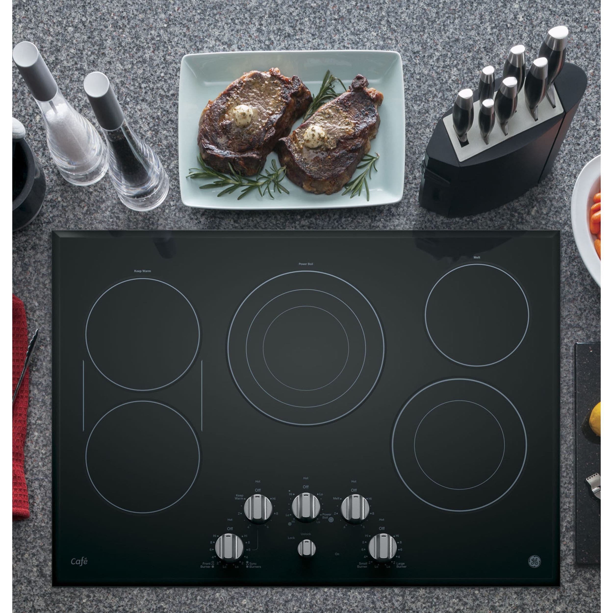 Shop Ge Cafe Series 30 Inch Built In Knob Control Electric Cooktop