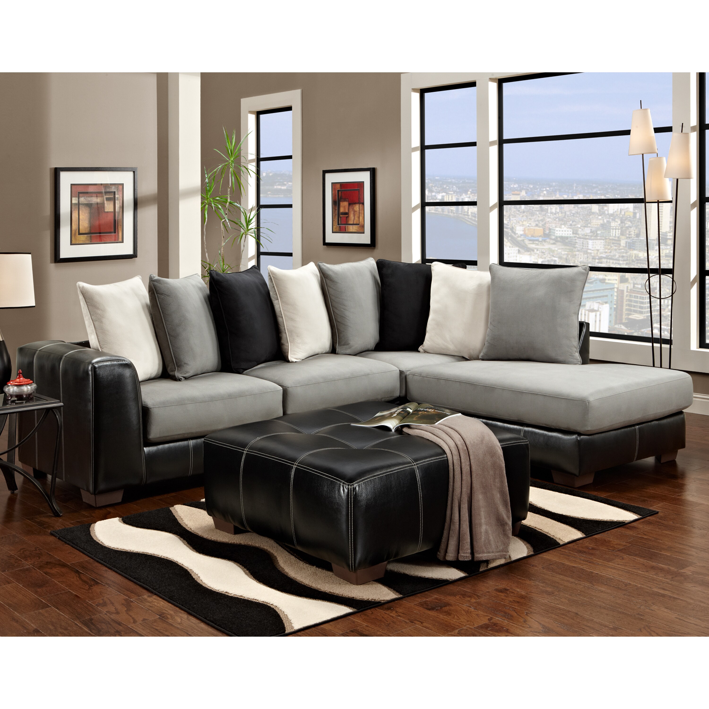 Shop Exceptional Designs Idol Steel Microfiber L Shaped Sectional