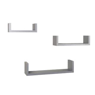 Danya B. Laminated Silver Grey Floating 'U' Shelves (Set of 3)