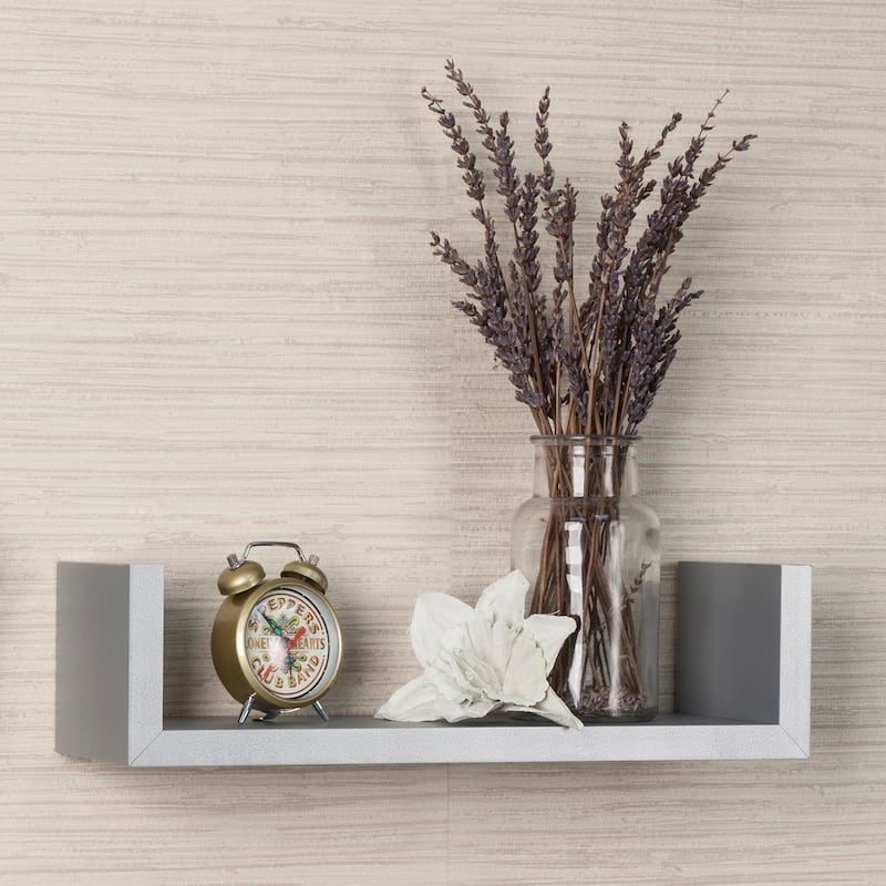 Laminated Silver Gray Floating "U" Shelves (Set of 3)
