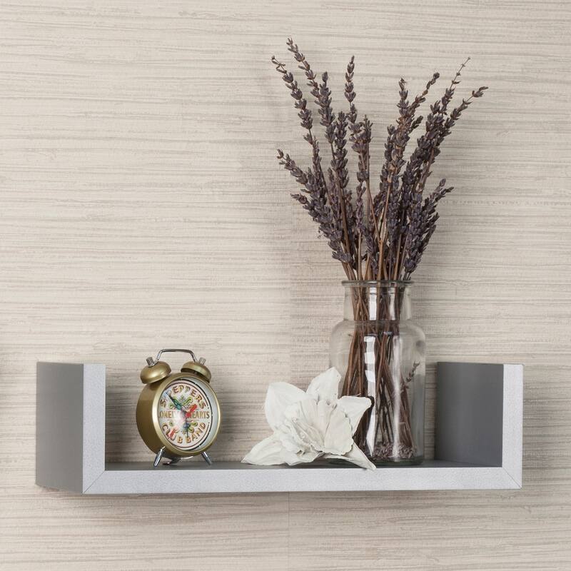 Danya B. Laminated Silver Grey Floating 'U' Shelves (Set of 3)