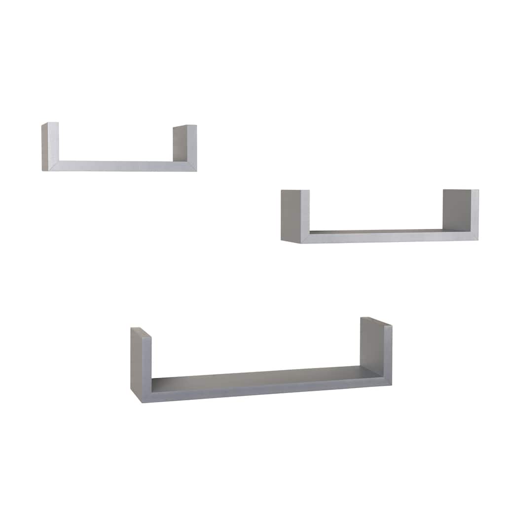 Danya B. Laminated Silver Grey Floating 'U' Shelves (Set of 3)