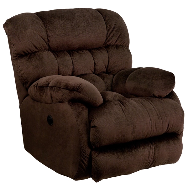 Contemporary Sharpei Chocolate Microfiber Power Recliner with Push