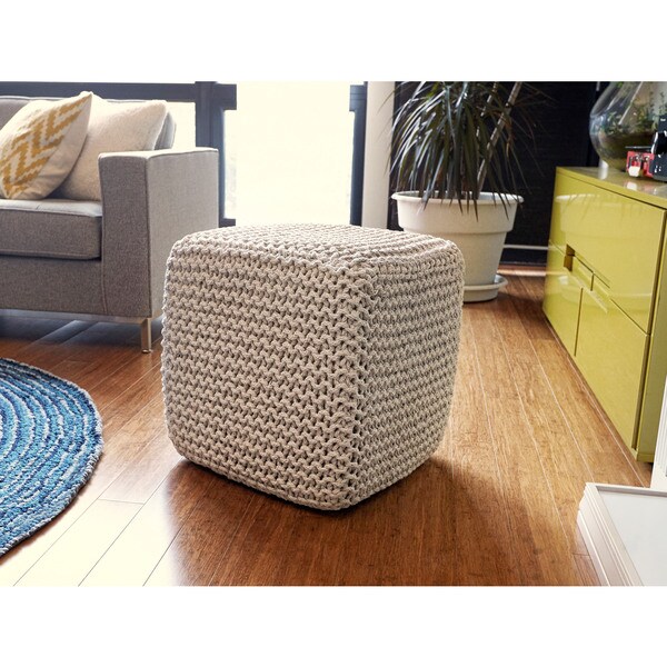 Jani Beige Jute Pouf Square Cube Ottoman Free Shipping Today 17464754